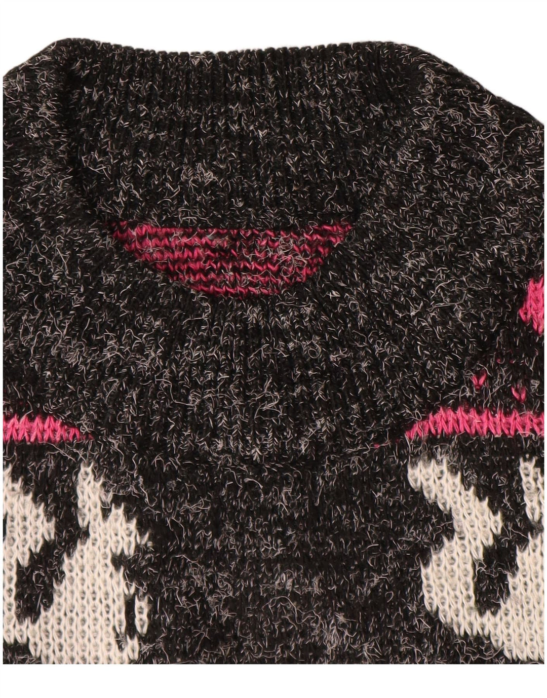 Suéter feminino VINTAGE com gola tartaruga UK 18 XL preto listrado