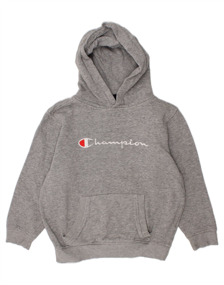 CHAMPION Boys Graphic Hoodie Jumper 9-10 Years Grey Cotton Vintage Champion and Second-Hand Champion from Messina Hembry 