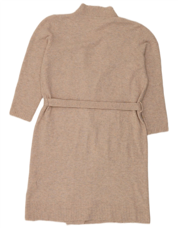 Suéter cardigã feminino Longline da Marks & Spencer Reino Unido 14 médio bege