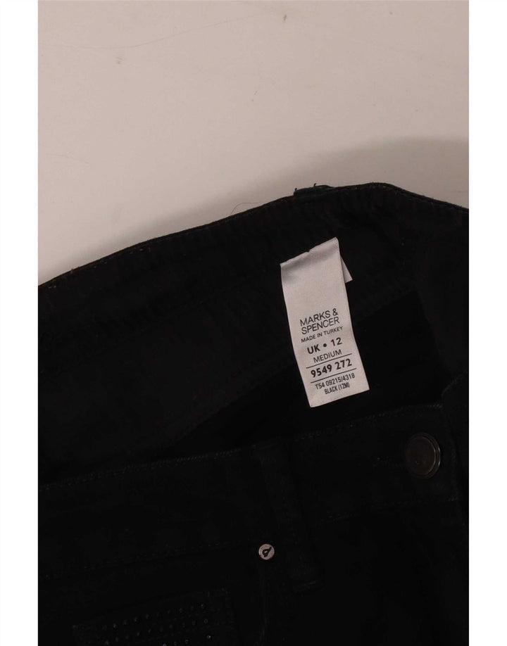 Calça jeans feminina Marks & Spencer Bootcut UK 12 médio W30 L30 algodão preto
