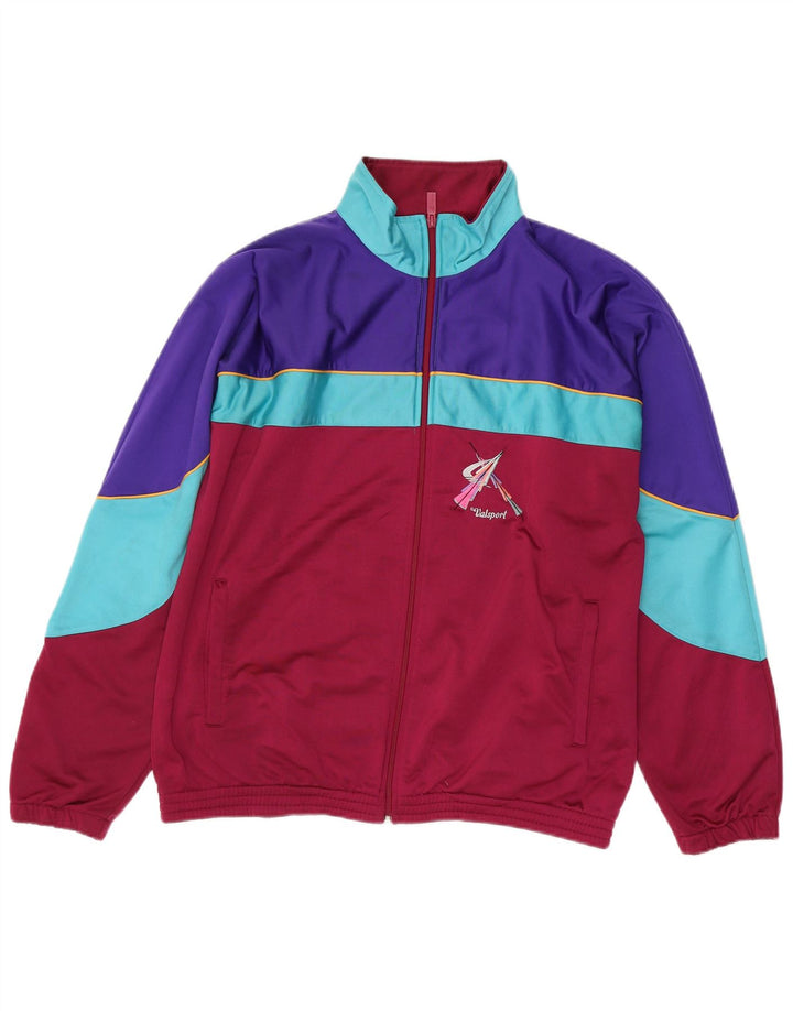 Jaqueta superior de agasalho masculino VINTAGE poliéster colorblock marrom médio
