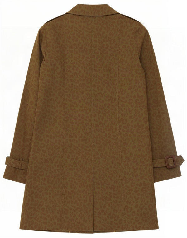 Zara Womens Trench Coat UK 12 Medium Khaki Animal Print