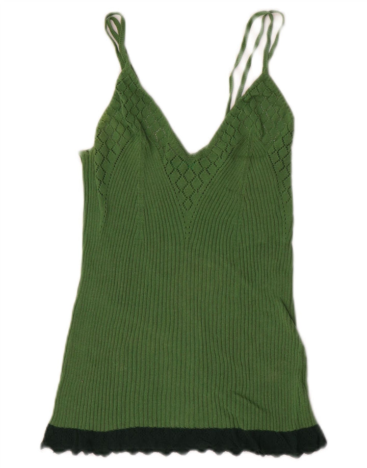 Top feminino de malha BENETTON UK 4 XS verde colorblock