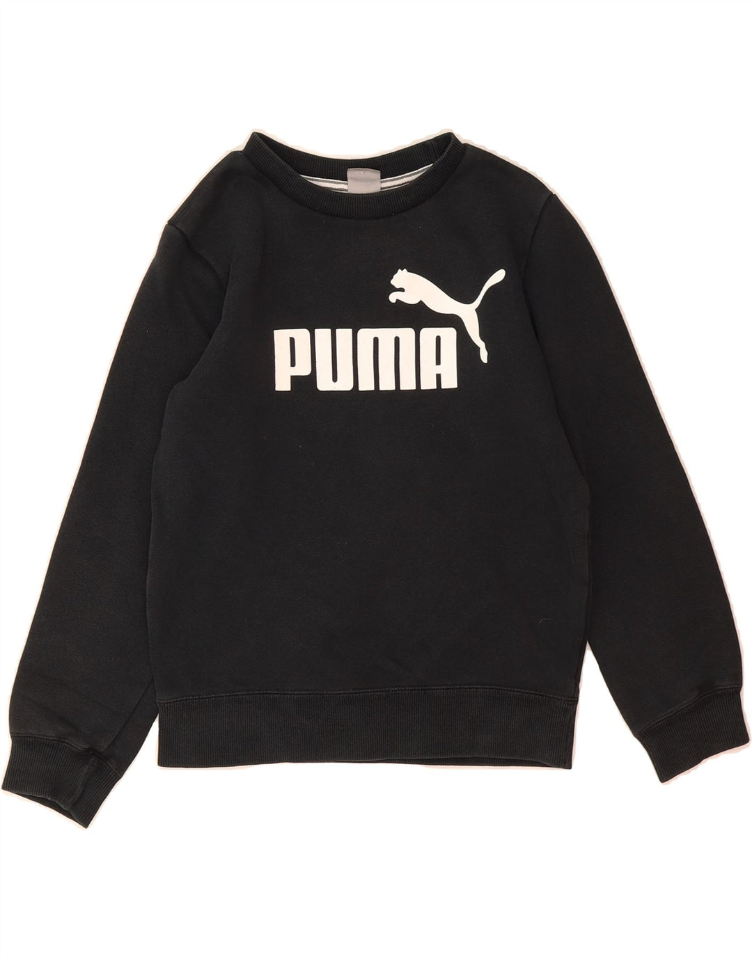PUMA Girls Graphic Sweatshirt Jumper 9-10 Years Black Cotton Vintage Puma and Second-Hand Puma from Messina Hembry 