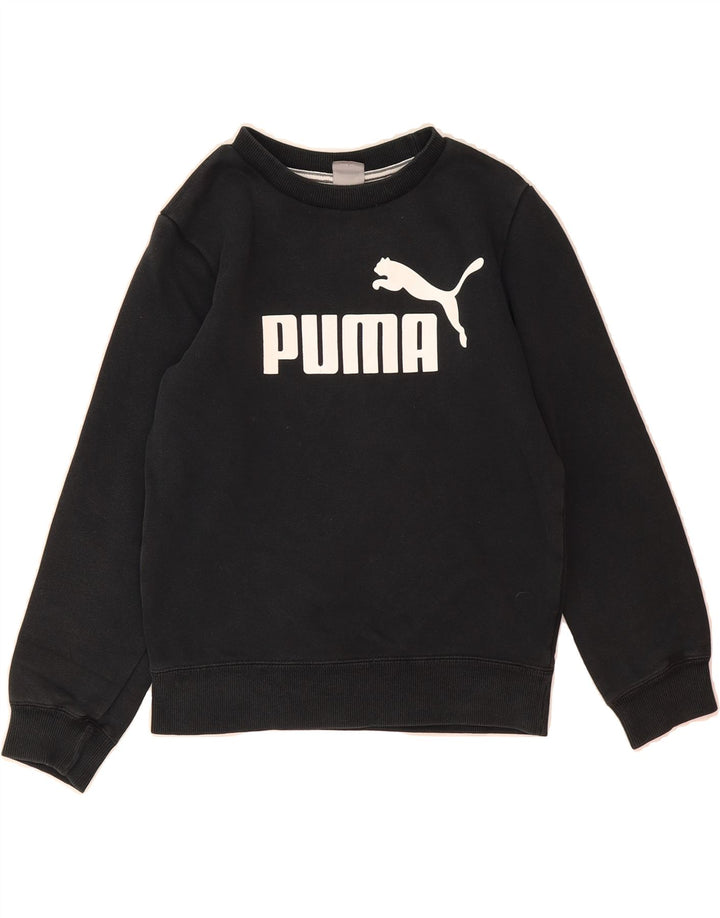 PUMA Girls Graphic Sweatshirt Jumper 9-10 Years Black Cotton Vintage Puma and Second-Hand Puma from Messina Hembry 