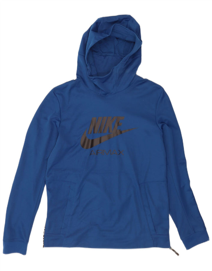 Jumper com capuz gráfico masculino Nike médio azul algodão