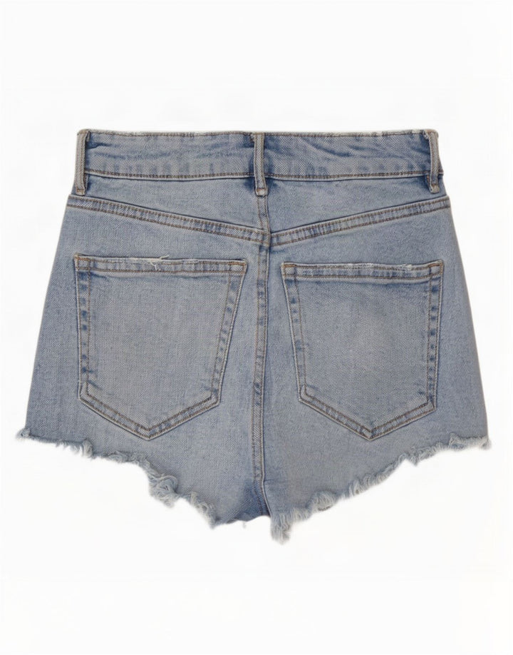 Zara Shorts jeans feminino desgastado UE 32 2XS W22 azul