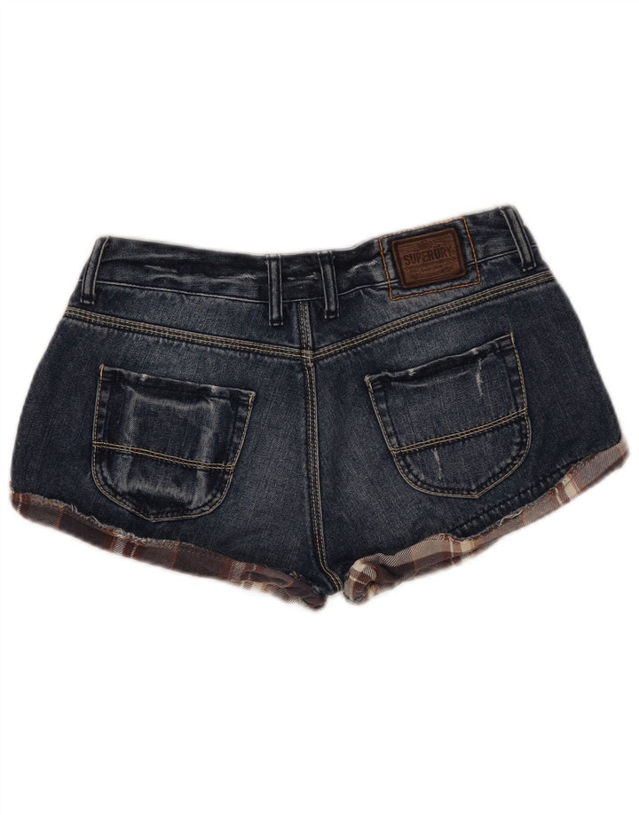 Shorts jeans feminino SUPERDRY desgastado W30 algodão azul médio
