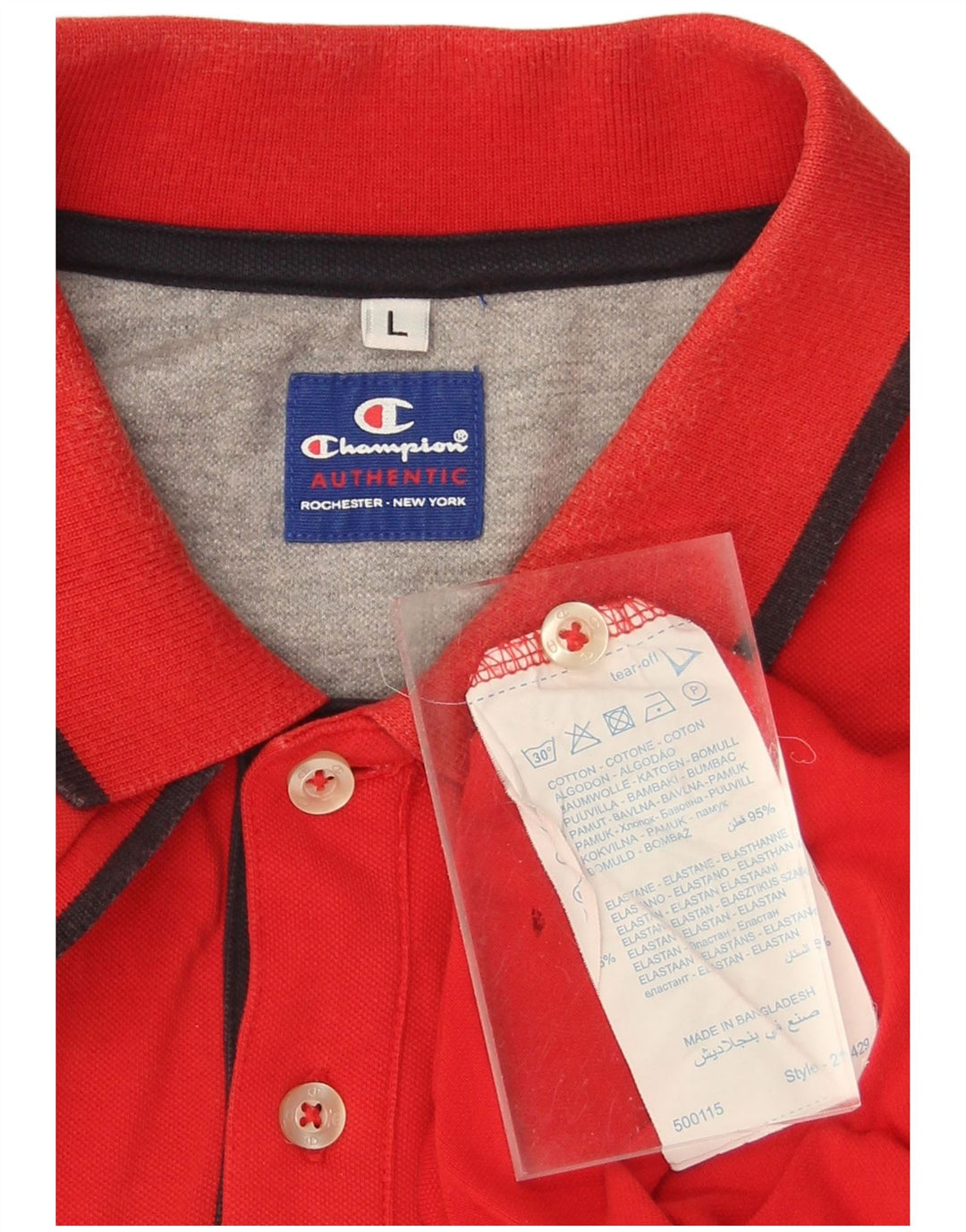 Camisa polo masculina CHAMPION grande algodão vermelho