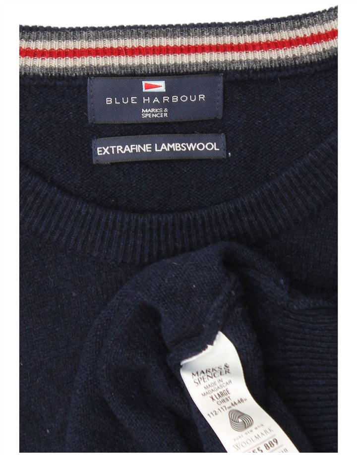 Suéter masculino Marks & Spencer Blue Harbor com gola redonda XL azul marinho