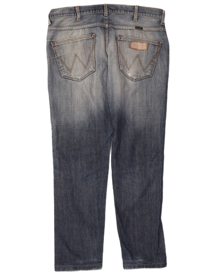 Wrangler Mens Straight Jeans W36 L30 Azul Algodão