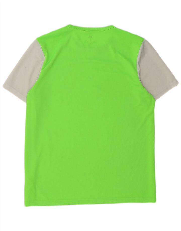 Adidas Mens Climalite Camiseta Top Grande Verde Colorblock Poliéster