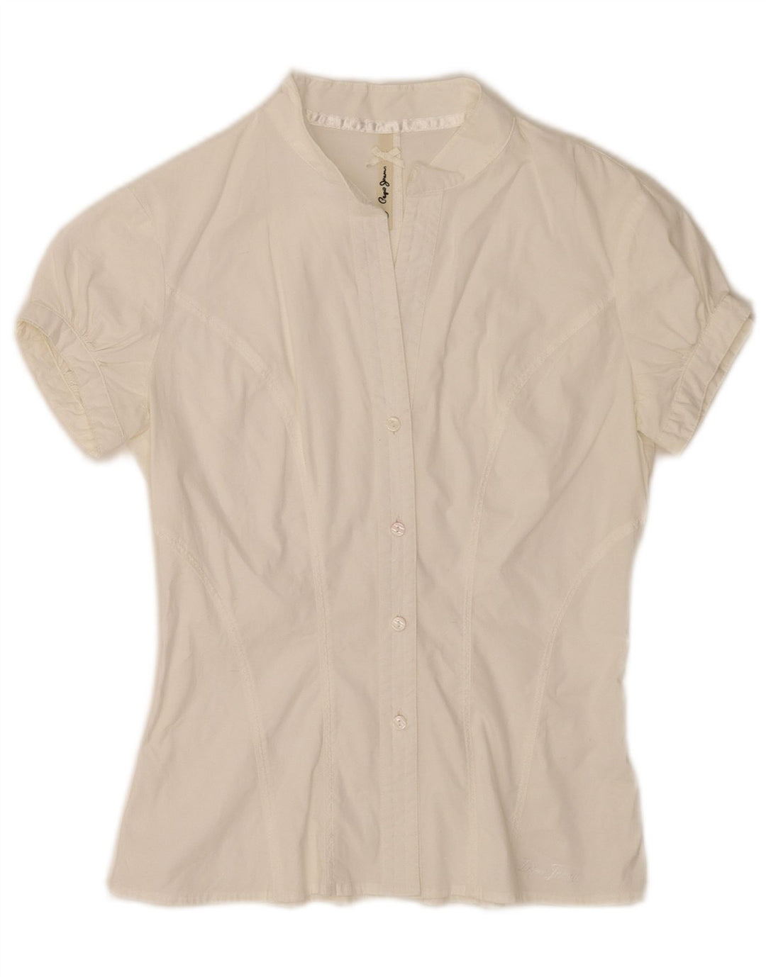 Blusa feminina de manga curta PEPE Jeans UK 8 pequena branca