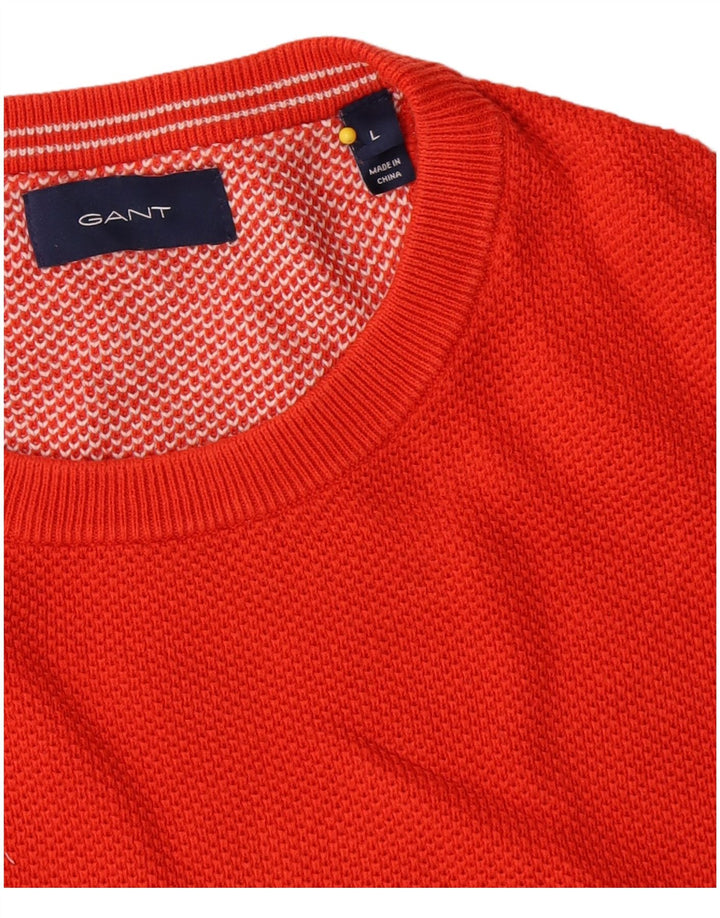Suéter masculino Gant com gola redonda e algodão laranja grande