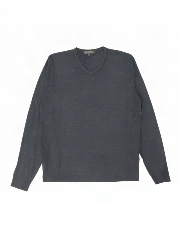 Suéter masculino Marks & Spencer com decote em V 2XL cinza acrílico