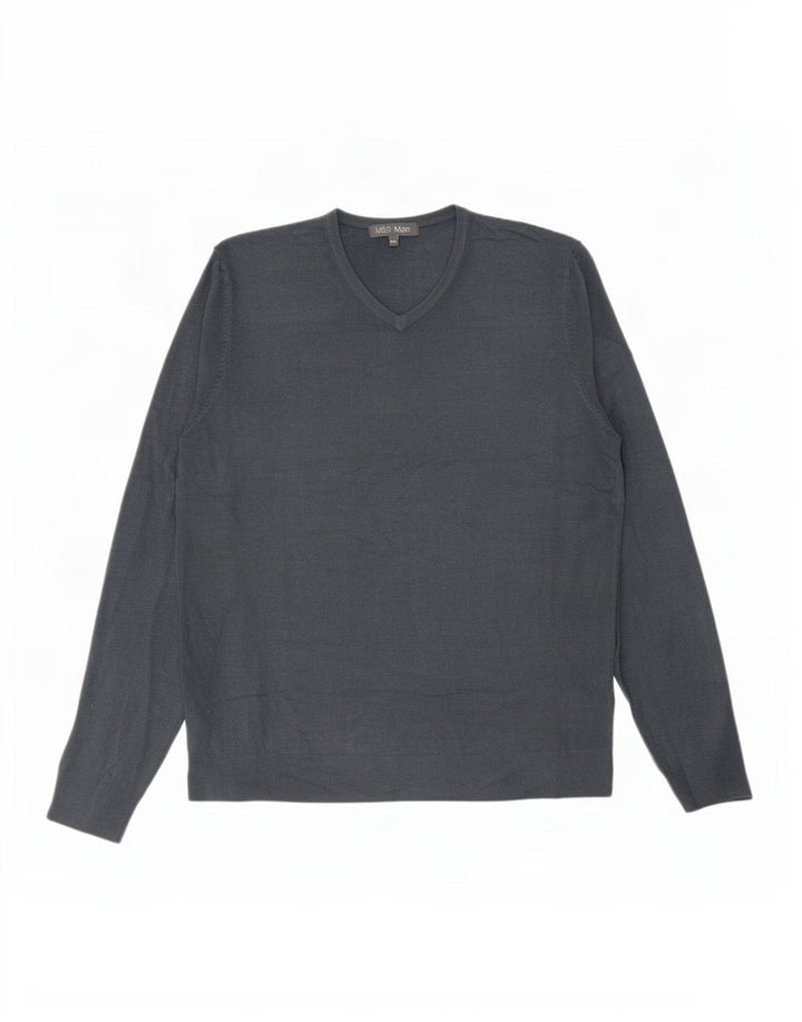 Suéter masculino Marks & Spencer com decote em V 2XL cinza acrílico