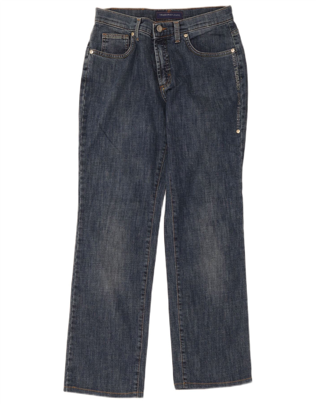 Jeans retos femininos Trussardi W27 L27 algodão azul