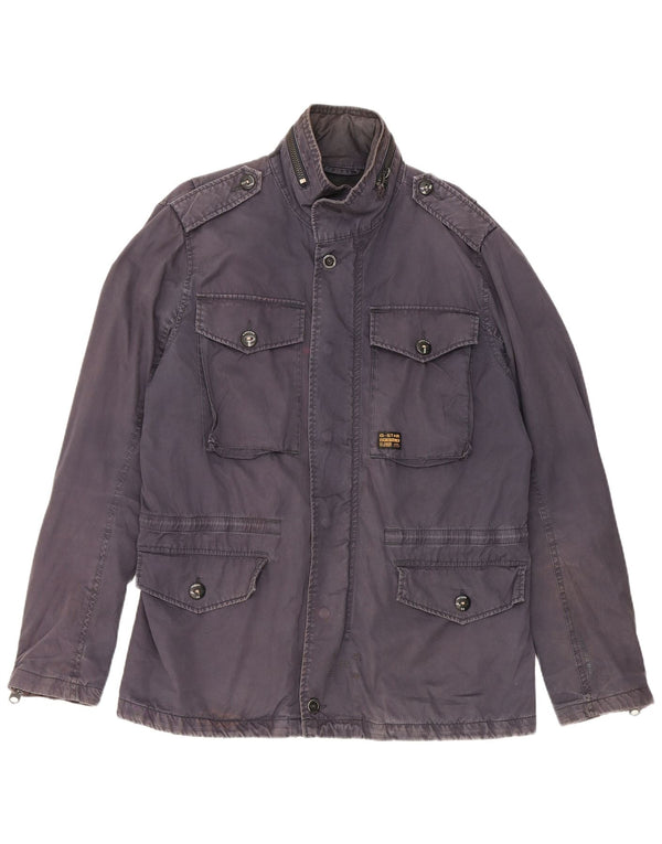 Jaqueta utilitária masculina com capuz G-Star UK 42 XL algodão azul marinho