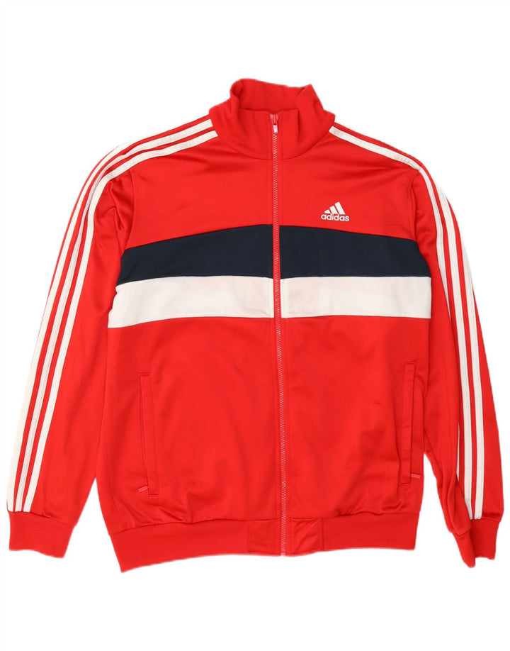 Adidas Mens Treino Top Jaqueta Médio Vermelho Colorblock Poliéster