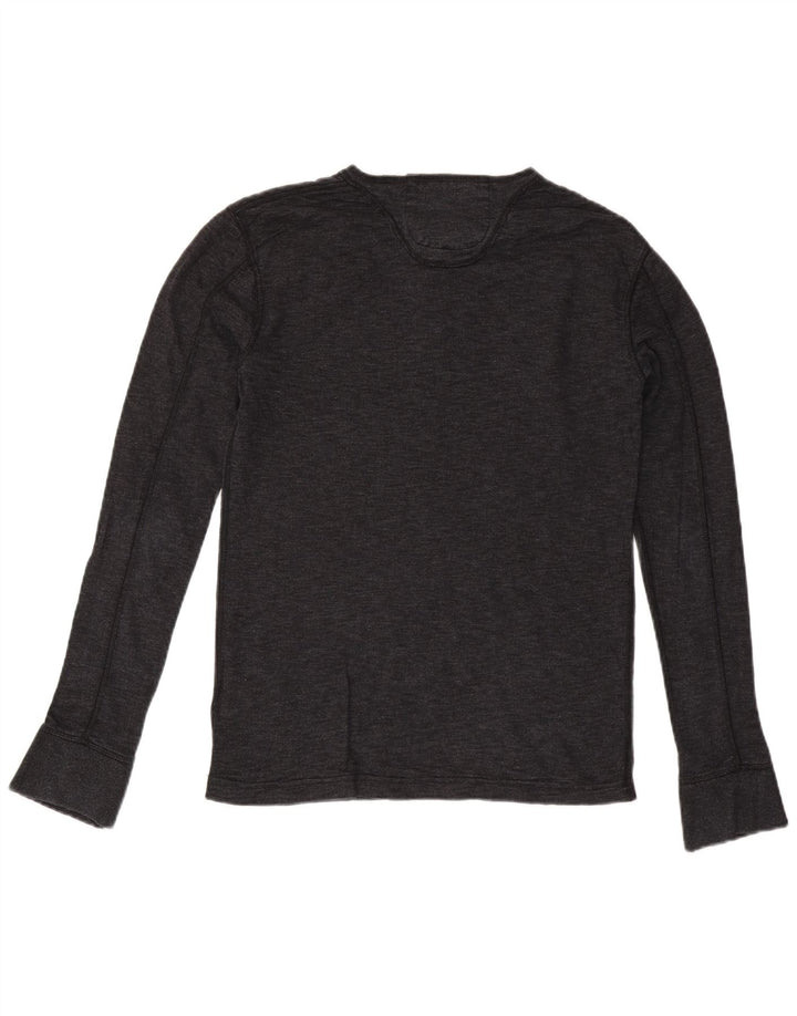 SUPERDRY Top masculino de manga comprida de algodão cinza médio