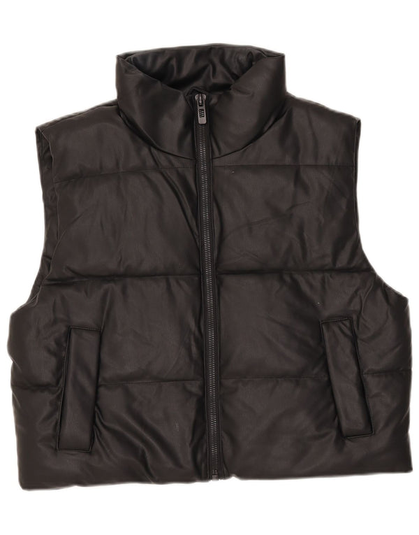 Colete acolchoado feminino Zara UK 14 poliéster preto médio