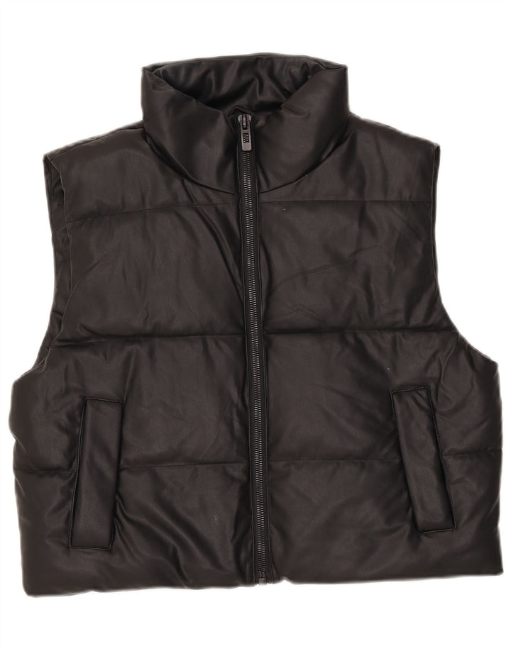Colete acolchoado feminino Zara UK 14 poliéster preto médio