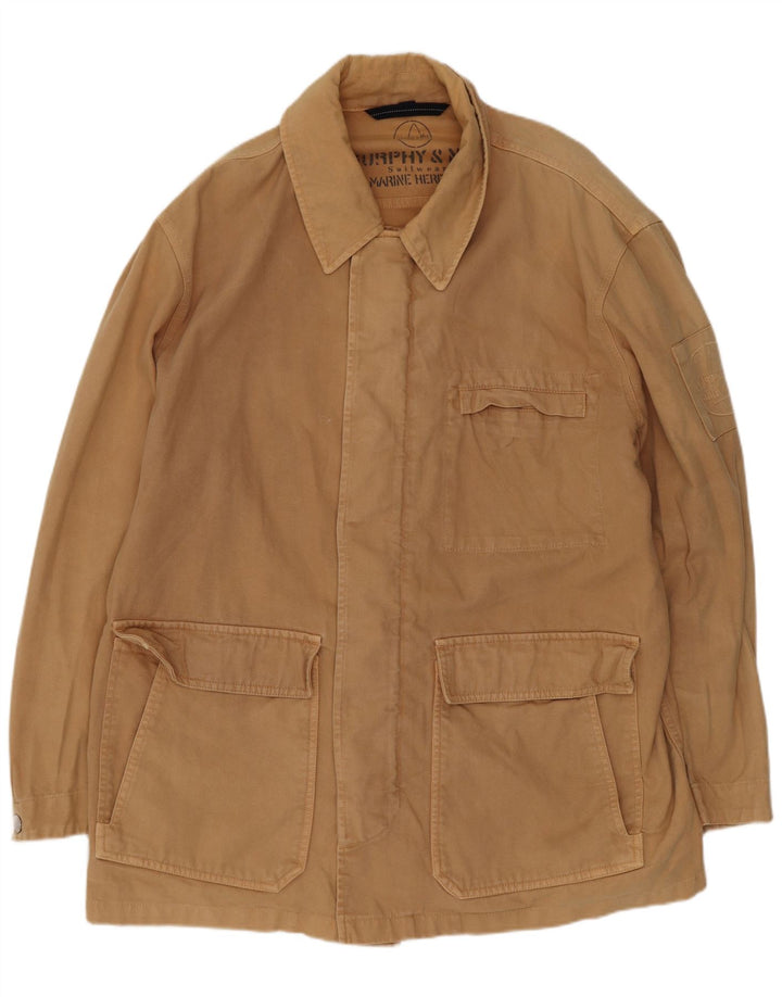 Jaqueta utilitária masculina Murphy & Nye Reino Unido 40 grande algodão marrom