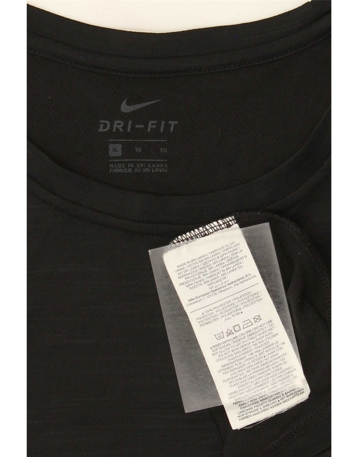 Camiseta masculina Nike Dri Fit Top XL preta manchada de poliéster