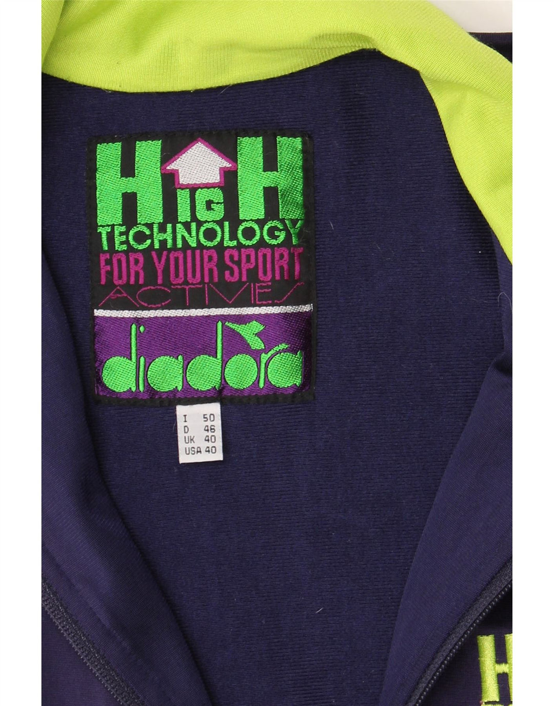 Diadora Mens Tracksuit Top Jacket UK 40 Medium Navy Blue Colourblock
