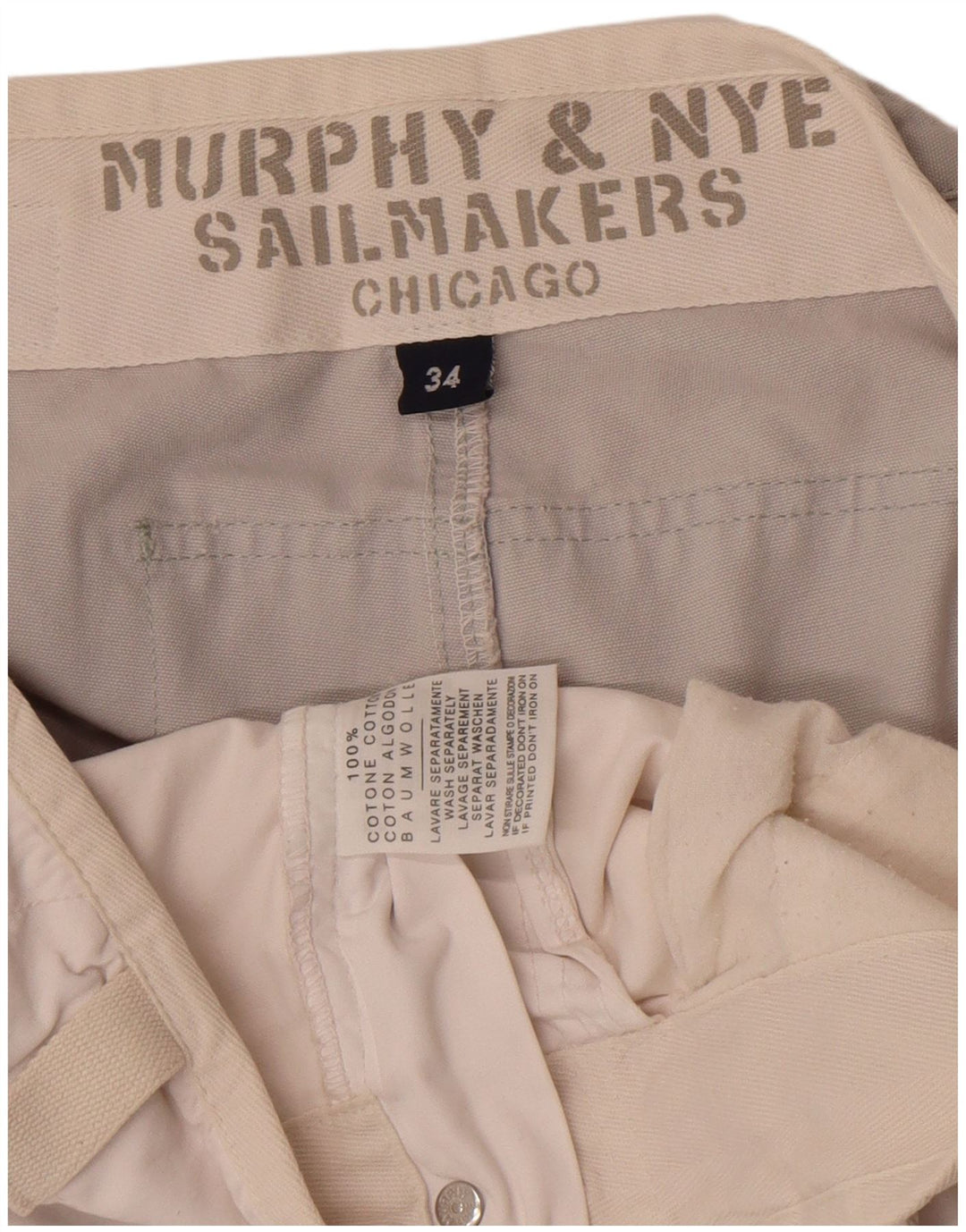 Murphy & Nye Mens Sailmakers Chino Shorts W34 grande bloco colorido branco