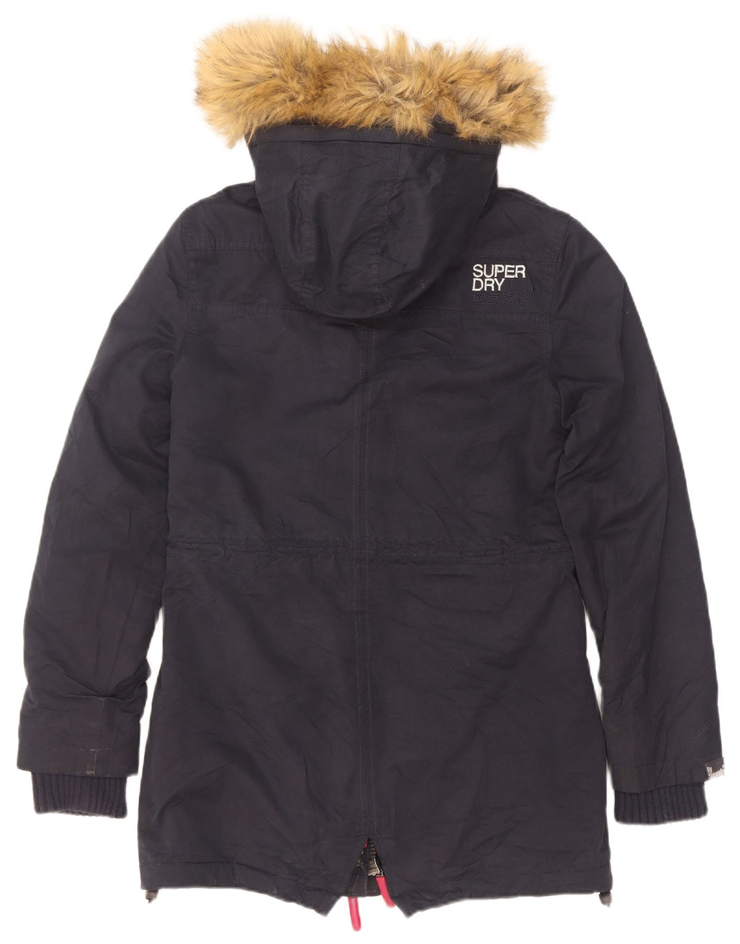 Jaqueta feminina Sherpa Parka com capuz Superdry Reino Unido 10 poliéster azul marinho pequeno
