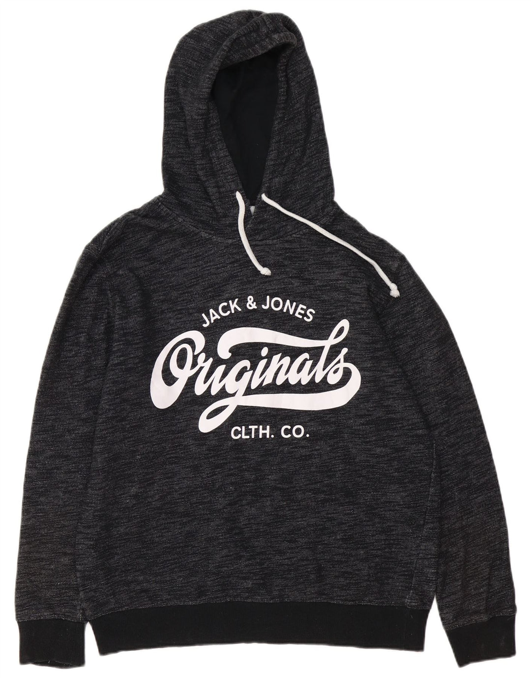 JACK & JONES moletom com capuz gráfico masculino grande poliéster manchado cinza