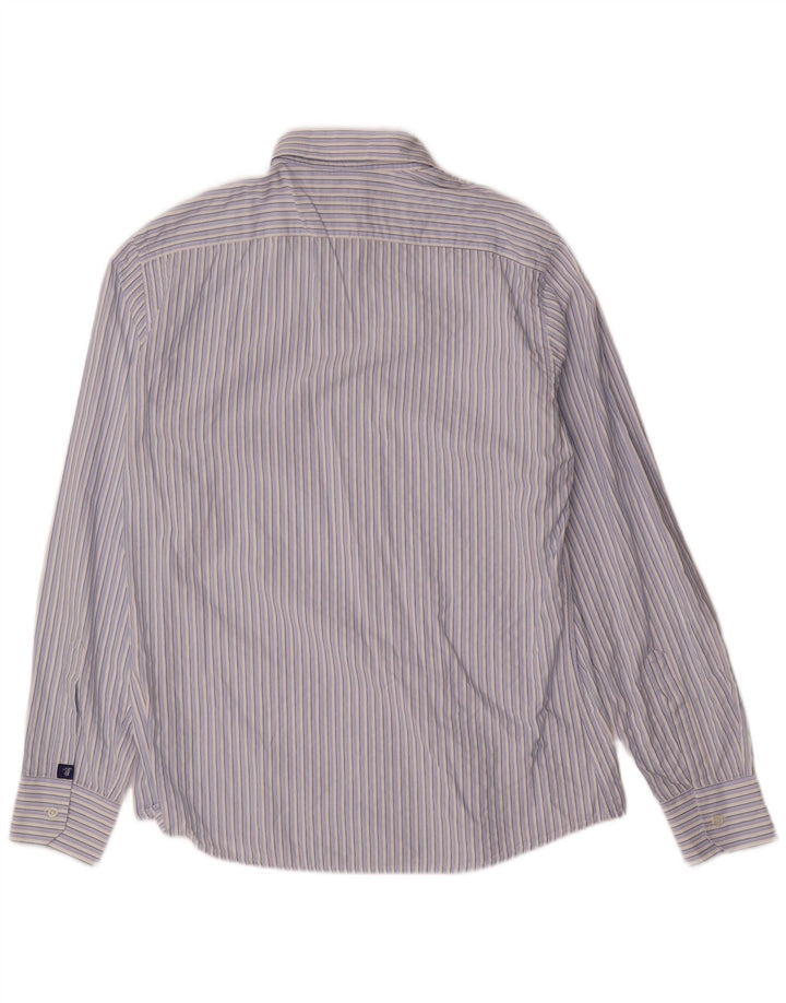 Camisa masculina TRUSSARDI JEANS algodão listrado azul médio