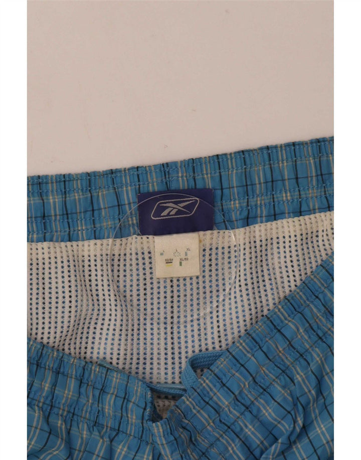 Shorts de natação masculino Reebok grande xadrez azul