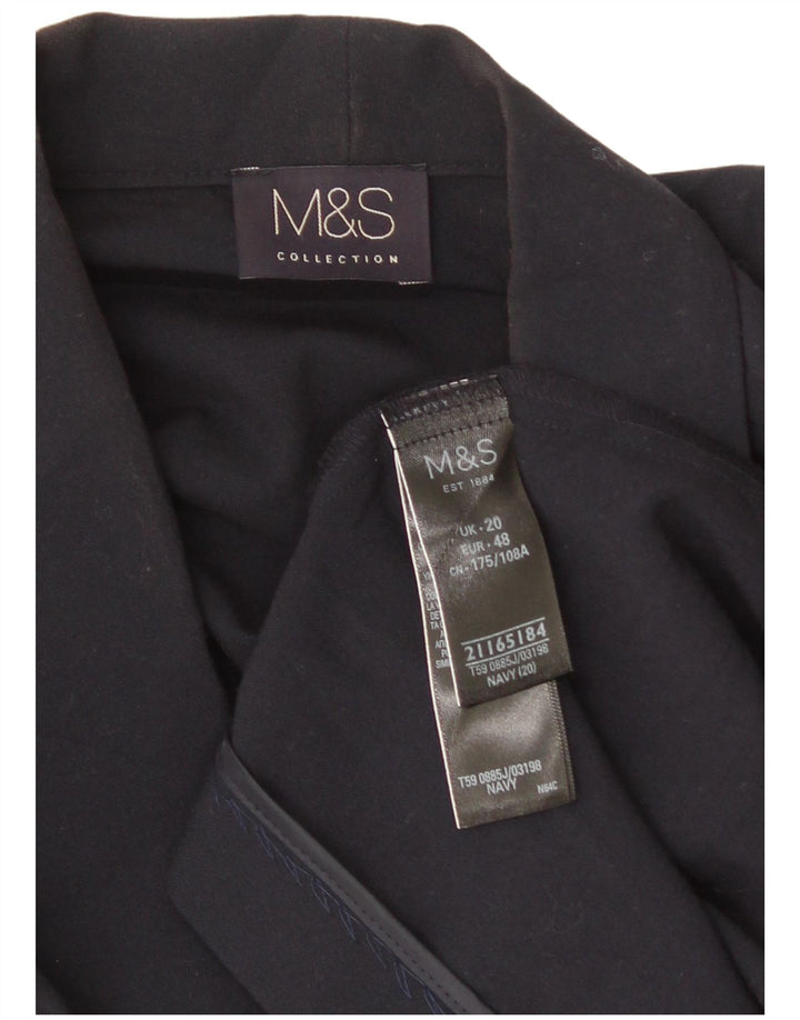 Jaqueta Blazer aberta feminina Marks & Spencer Reino Unido 20 2XL azul marinho poliéster