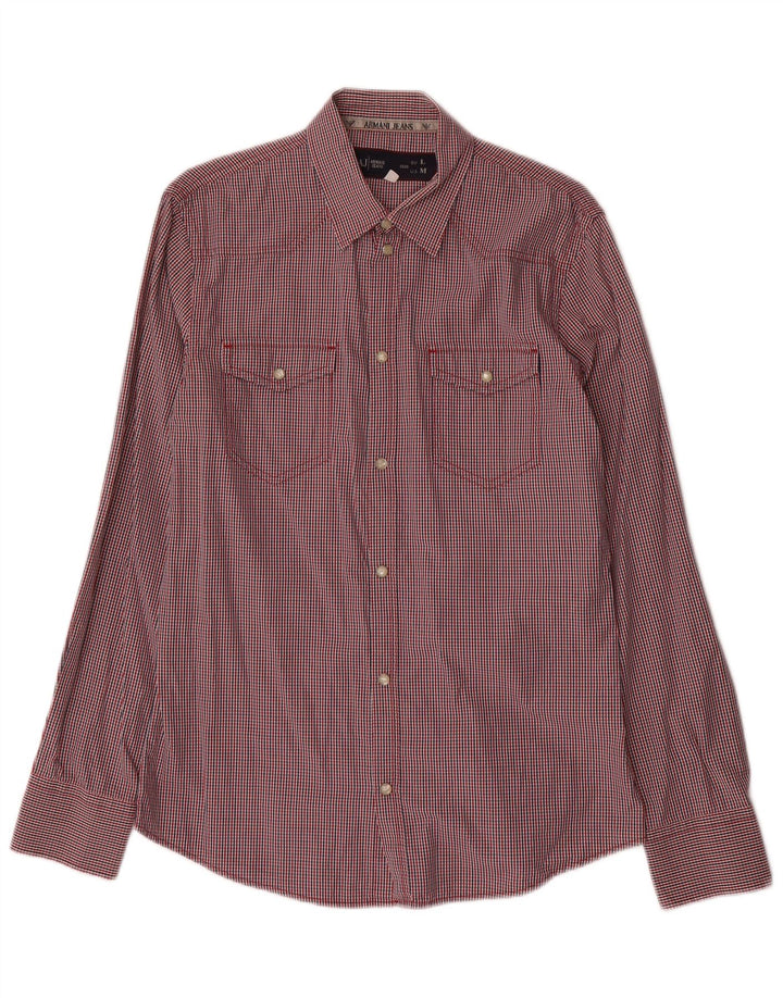 ARMANI JEANS Camisa masculina média de algodão xadrez multicolorido