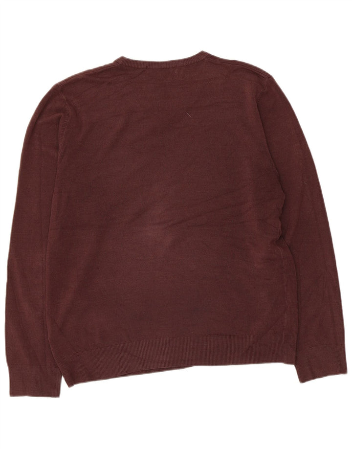 Suéter feminino Marks & Spencer com decote em V Reino Unido 14 acrílico marrom médio