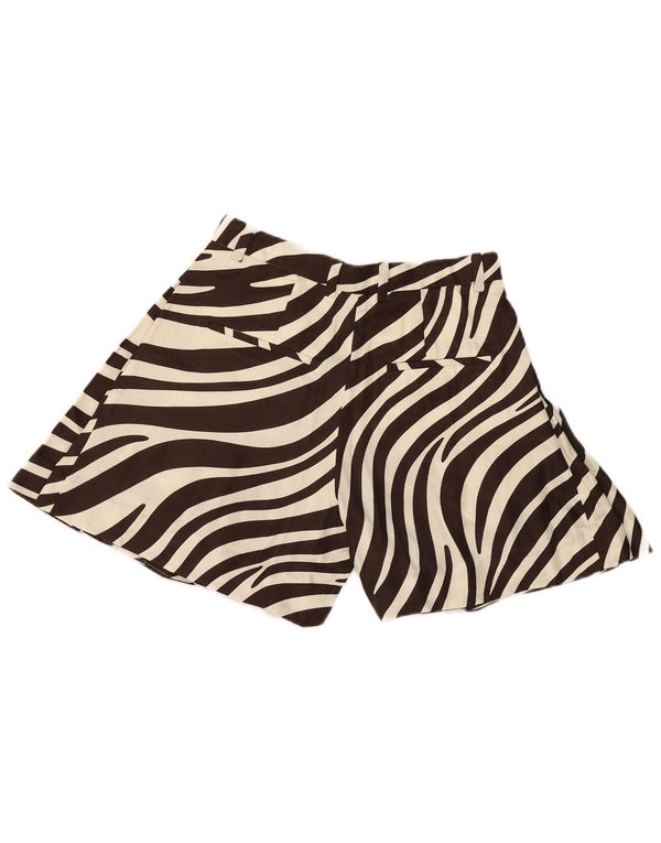 COS Shorts feminino casual EU 36 XS W28 marrom estampa animal Cupro