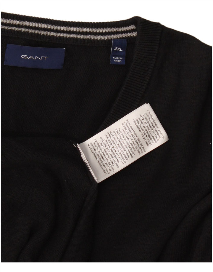 Suéter masculino Gant com decote em V 2XL algodão preto