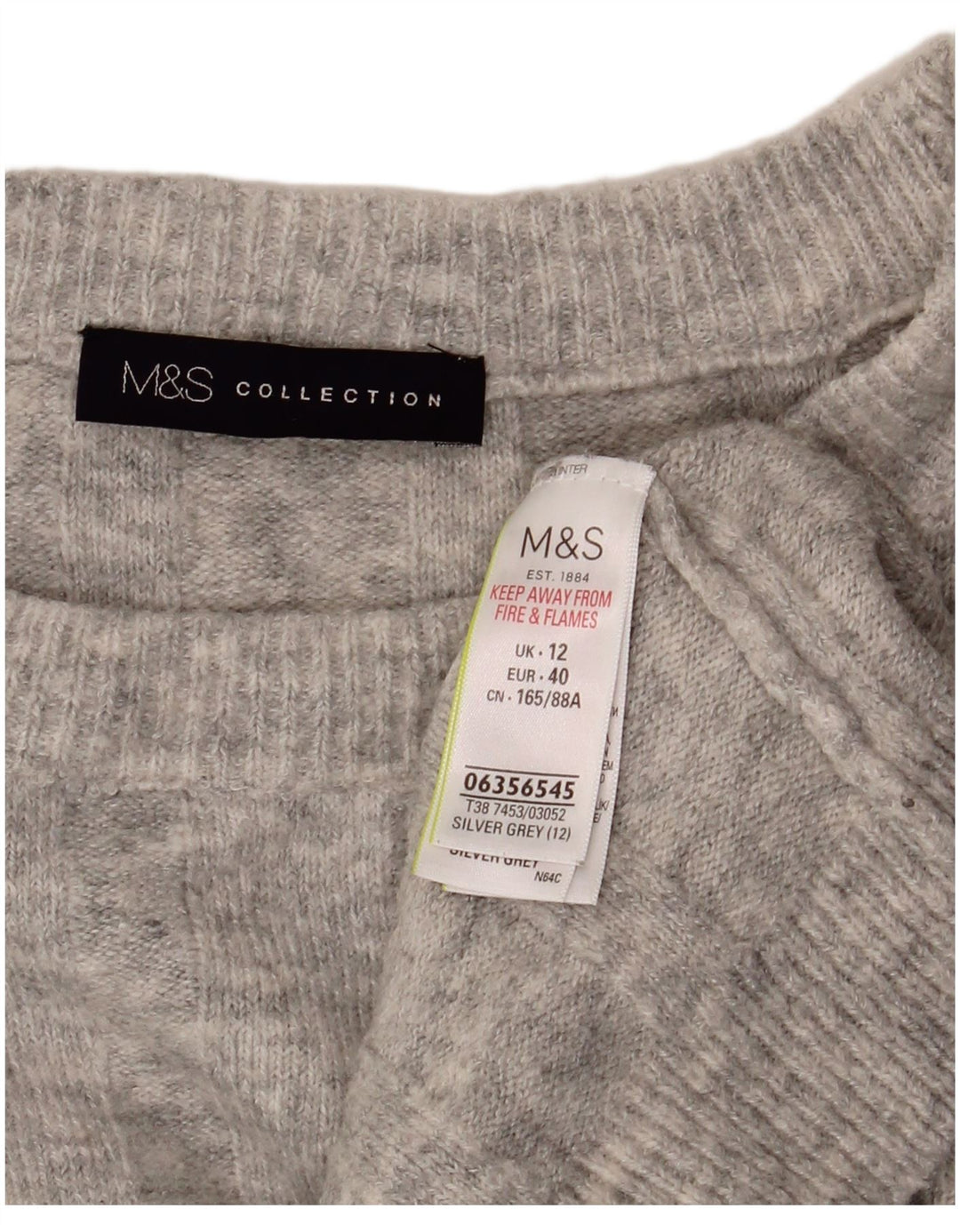 Suéter feminino Marks & Spencer com gola redonda e gola redonda Reino Unido 12 cinza médio