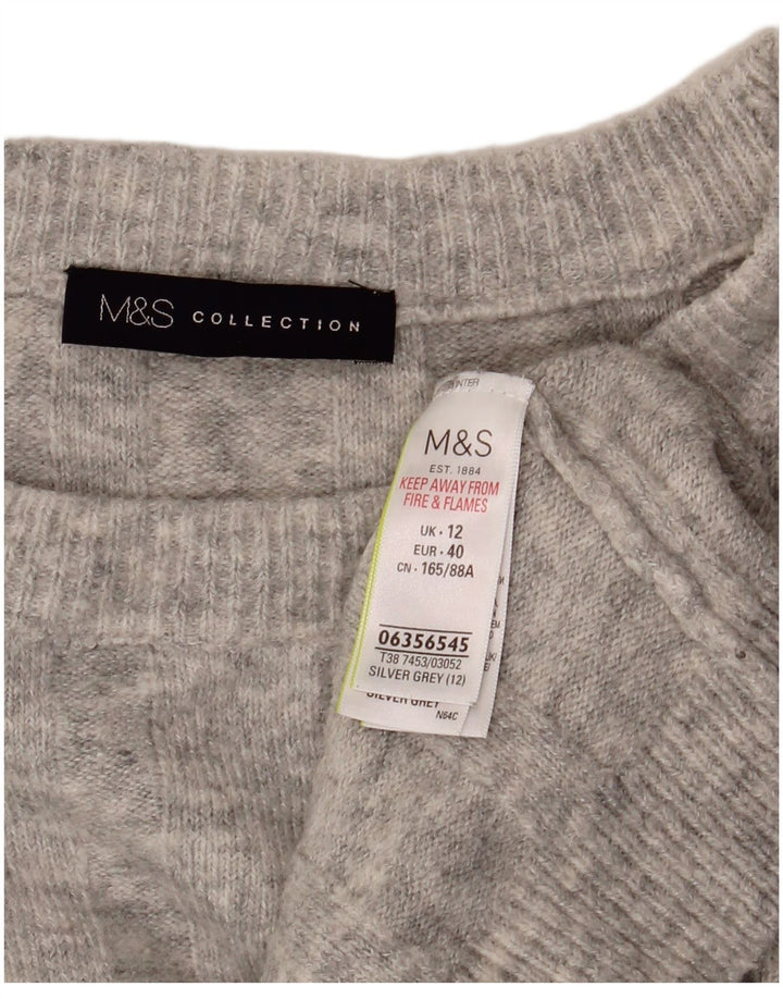 Suéter feminino Marks & Spencer com gola redonda e gola redonda Reino Unido 12 cinza médio