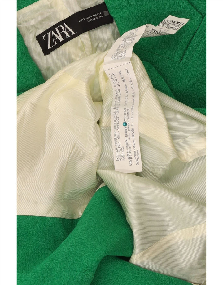 Jaqueta blazer feminina Zara com peito duplo Reino Unido 12 poliéster verde médio