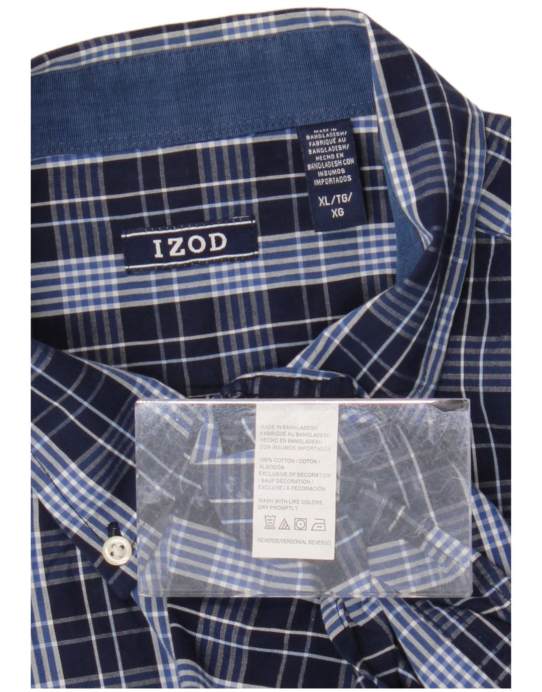 Camisa masculina IZOD XL algodão xadrez azul marinho