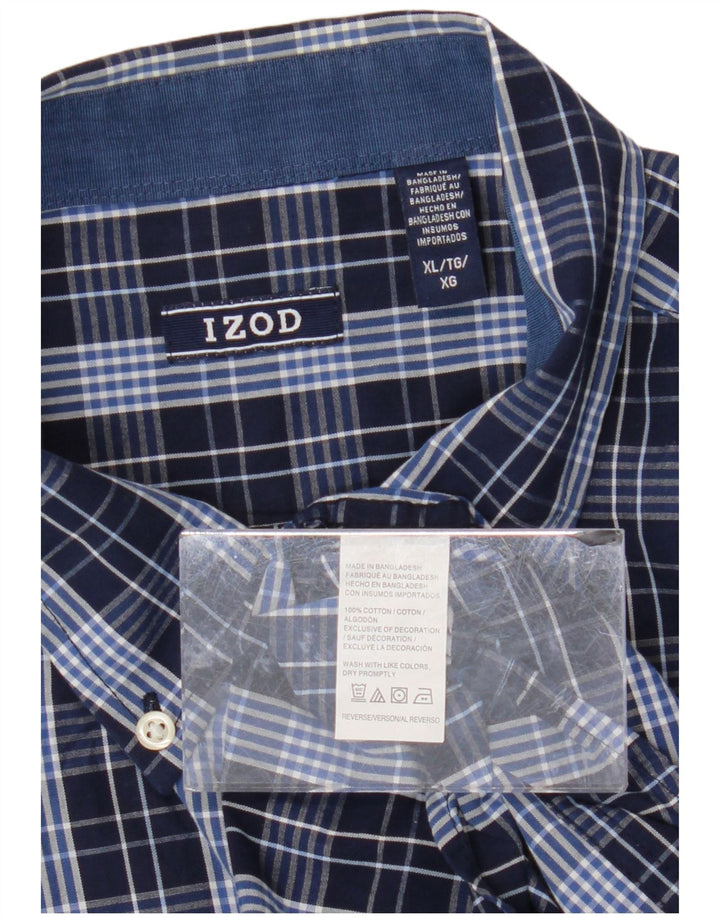 Camisa masculina IZOD XL algodão xadrez azul marinho