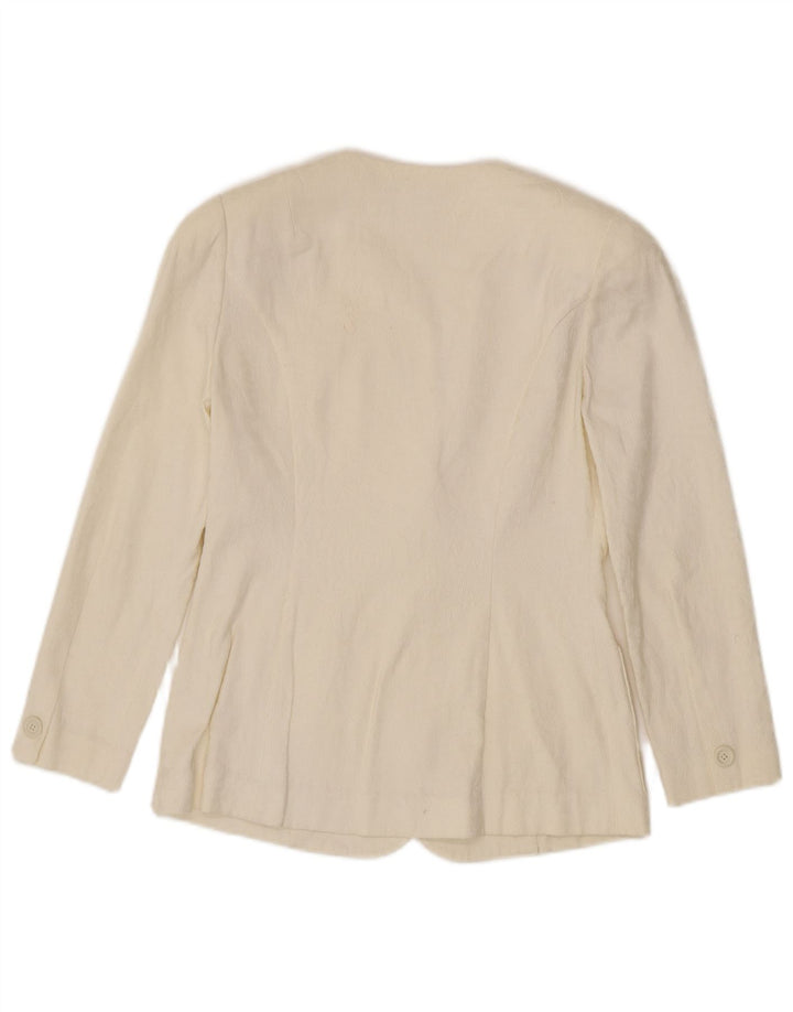 Jaqueta blazer feminina Jun Ashida com 1 botão Reino Unido 10 pequeno off white geométrico