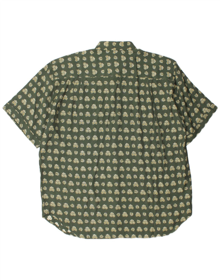 Camisa feminina vintage grande com padrão abstrato Reino Unido 16 grande verde geométrica
