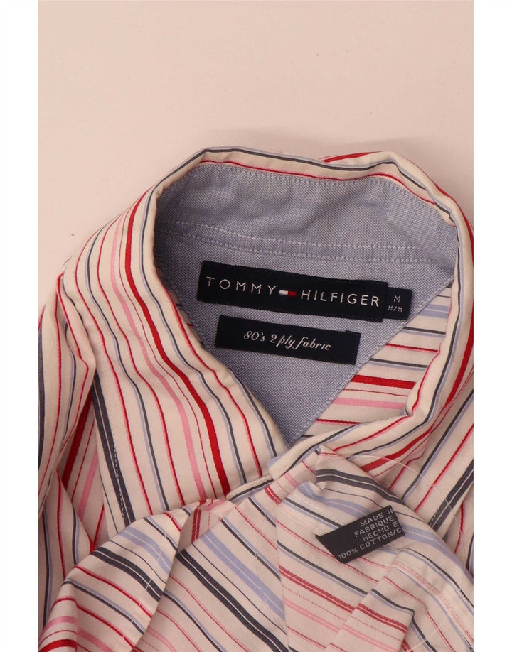 Camisa masculina Tommy Hilfiger média listrada multicolorida de algodão anos 80