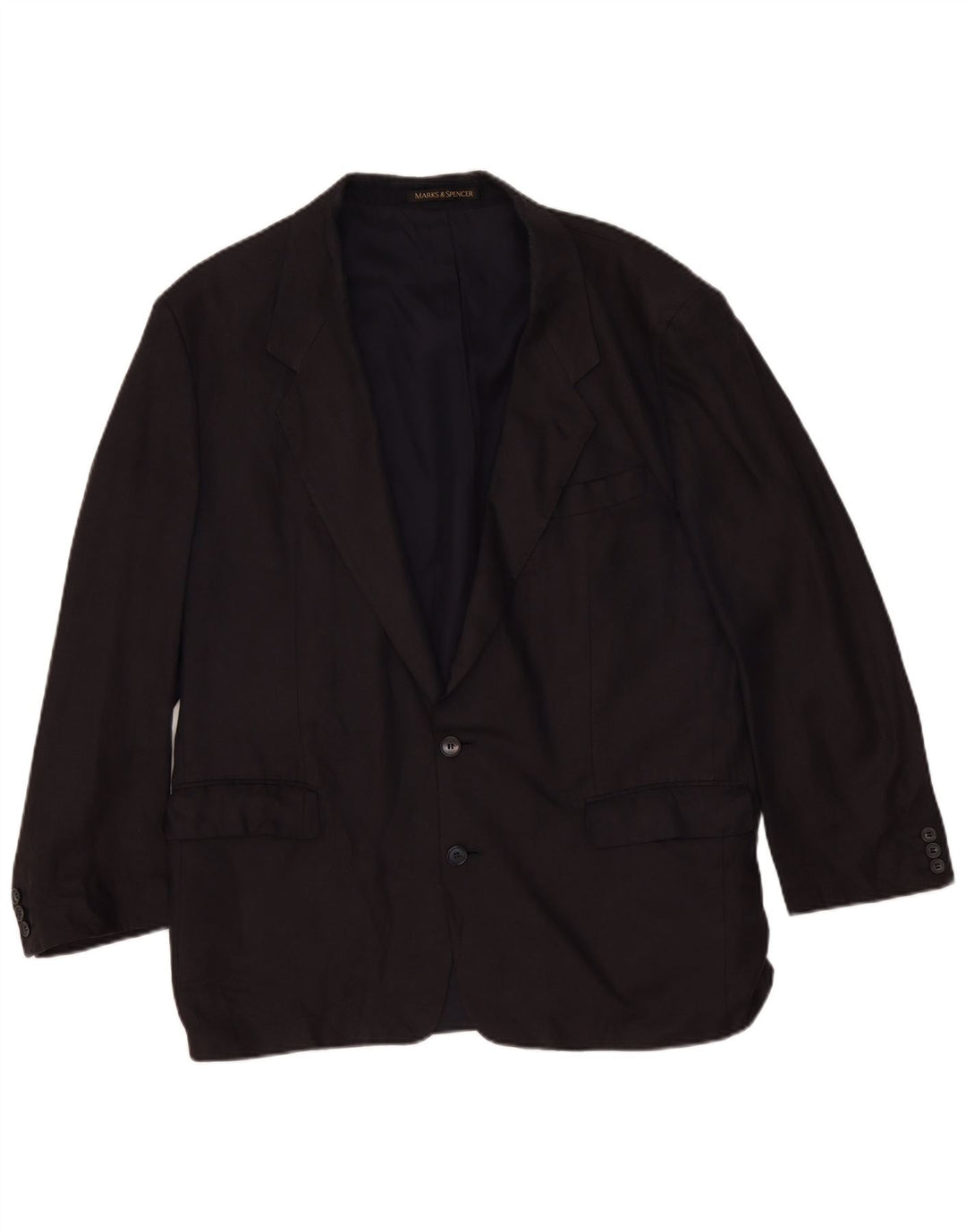 Jaqueta blazer masculina de 2 botões Marks & Spencer Reino Unido 44 XL preto linho clássico