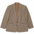 Jaqueta blazer feminina vintage com 2 botões IT 46 grande lã cáqui gingham