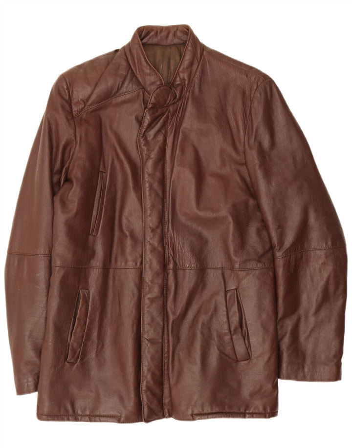 Jaqueta de couro masculina vintage IT 46 pequena marrom